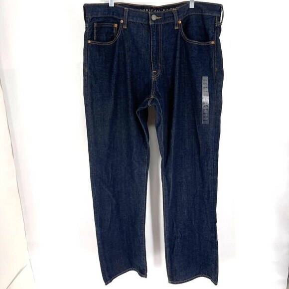 American Eagle Mens Size 38W 36L Loose Dark Wash Straight Leg Jeans - Picture 1 of 5